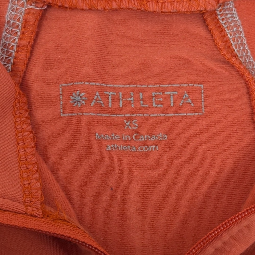 Athleta Orange Zip Up Jacket Athletic Track Top Thumbholes Women's XS - Picture 3 of 8